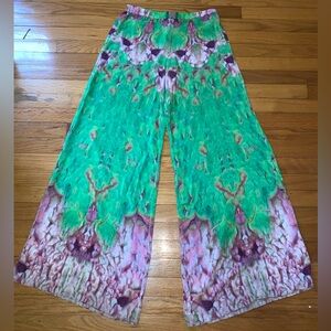 Alexis 100% Silk Wide Leg Floral Tye Dye Pants Small
